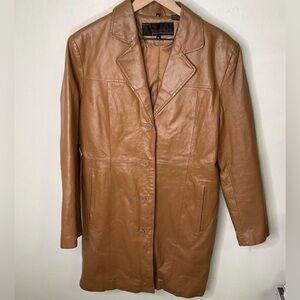 Phase Two Vintage Genuine Leather Jacket Camel Brown Tan XL